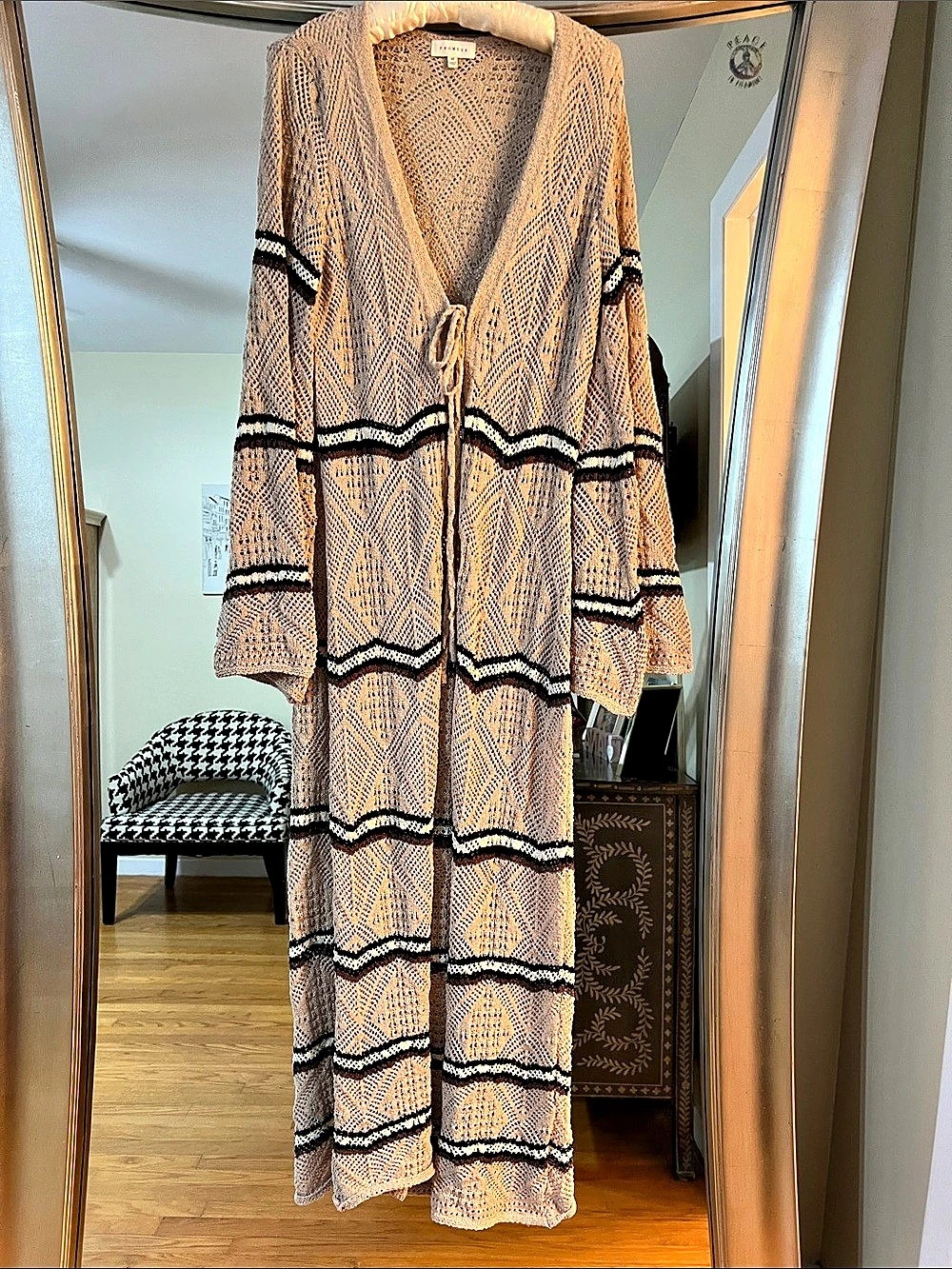Promesa Striped Crotched Duster Cardigan